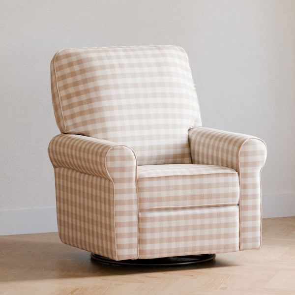 Monogram by Namesake Monroe Pillowback Power Recliner - Tan Gingham - Kid's Stuff Superstore