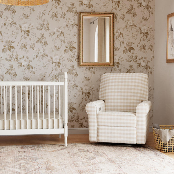 Monogram by Namesake Monroe Pillowback Power Recliner - Tan Gingham - Kid's Stuff Superstore