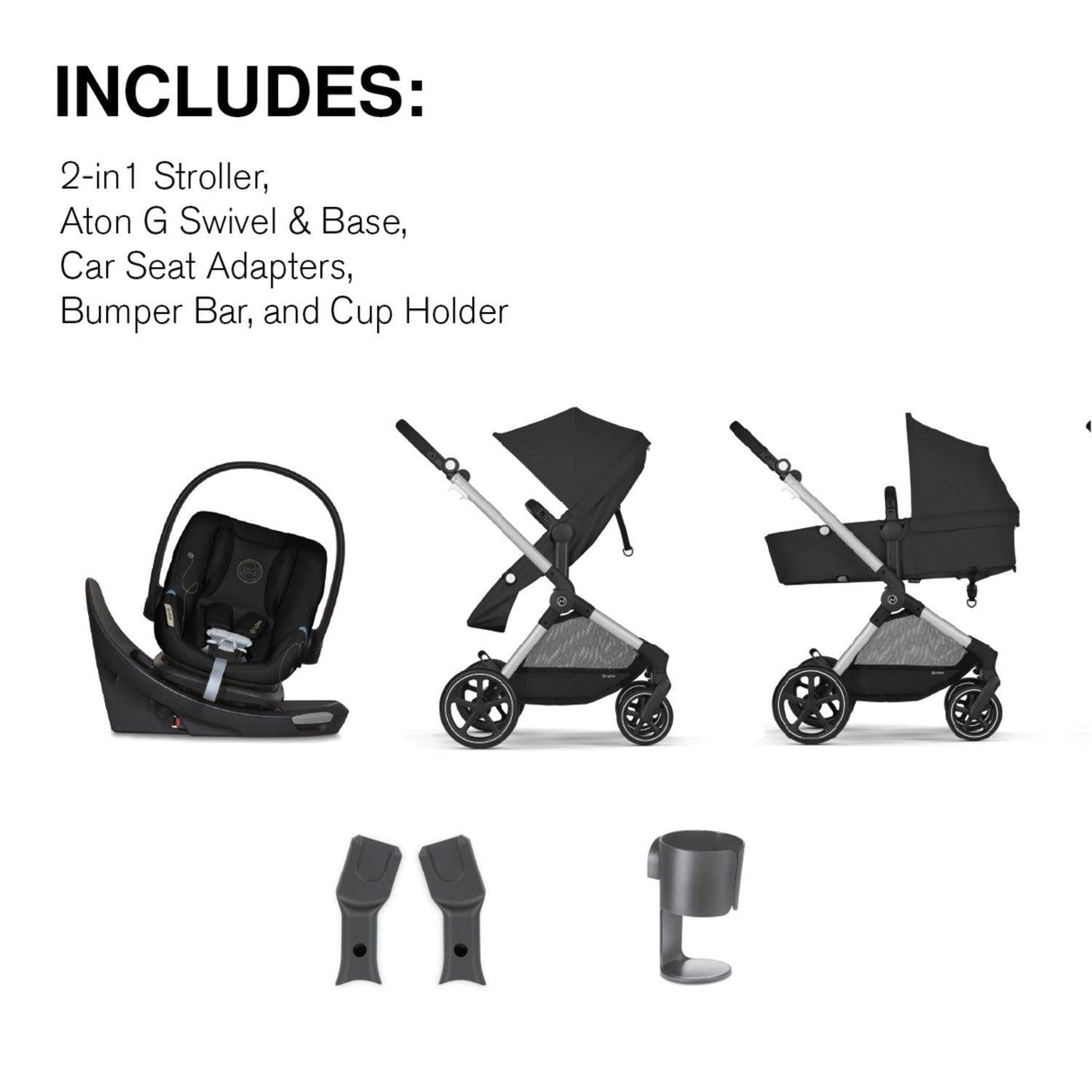 Cybex EOS Stroller + Aton G Swivel Infant Car Seat with Sensorsafe Travel System - Kid's Stuff Superstore