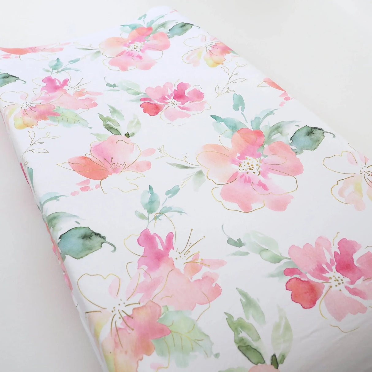 Honey Lemonade Changing Pad Cover - Pink & Gold Floral - Kid's Stuff Superstore