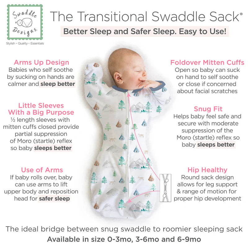Swaddle Designs Transitional Swaddle Sack - Watercolor Mountains & Trees - Kid's Stuff Superstore