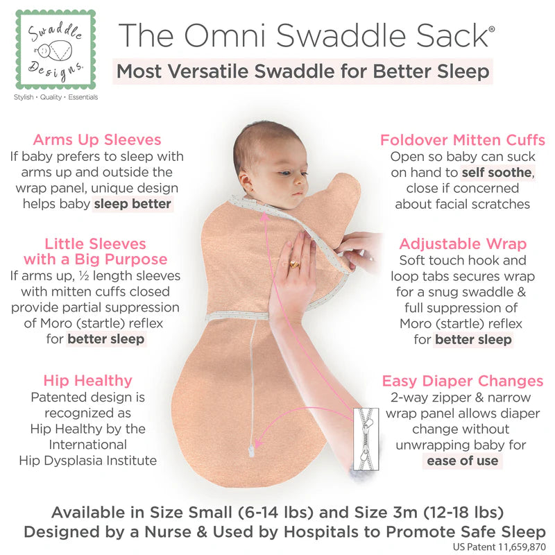 Swaddle Designs Omni Swaddle Sack - Heathered Peach Blush - Kid's Stuff Superstore