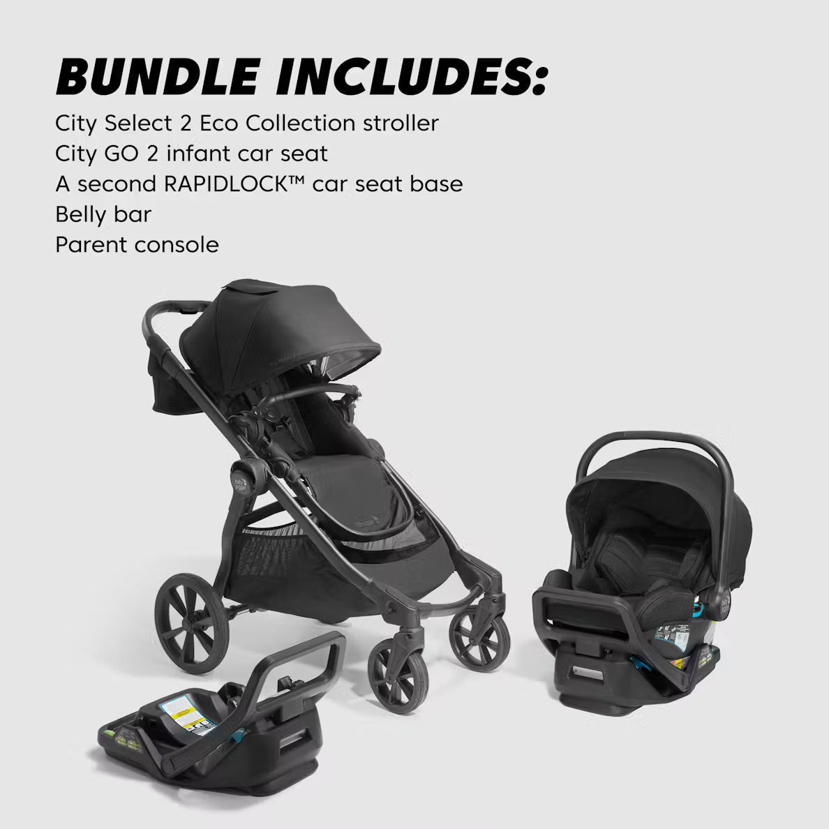 Baby Jogger City Select 2 Travel System + Infant Essentials Bundle | Eco Collection - Kid's Stuff Superstore