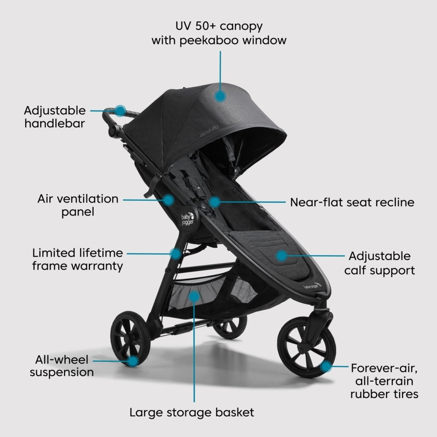 Baby Jogger City Mini GT2 + City GO 2 Travel System - Opulent Black - Kid's Stuff Superstore