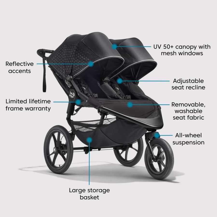 Baby Jogger Summit X3 Double Jogging Stroller - Midnight Black - Kid's Stuff Superstore