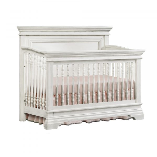 Olivia Flat Top Convertible Crib & Double Dresser | Brushed White - Kid's Stuff Superstore