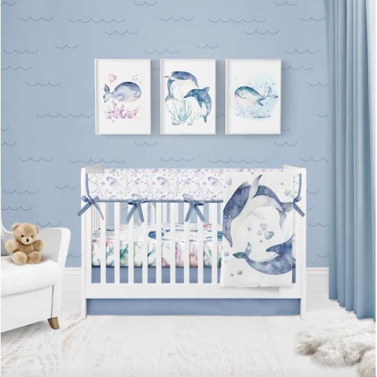 Dolphins 4pc. Crib Bedding Set