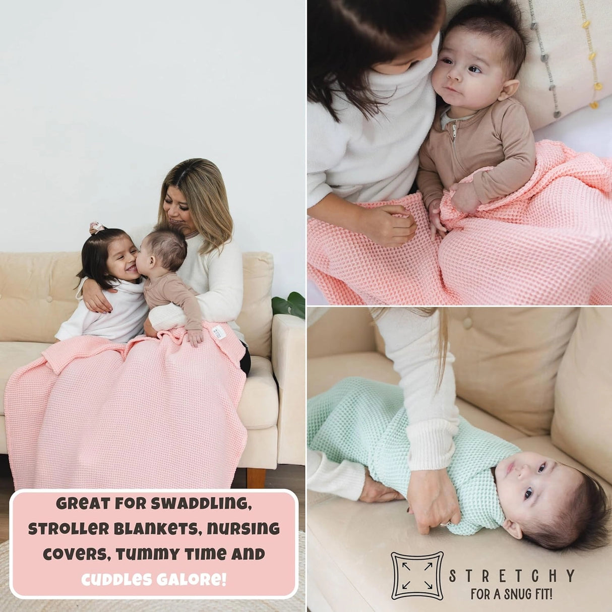 Waffle Bamboo Blanket - Pink - Kid's Stuff Superstore