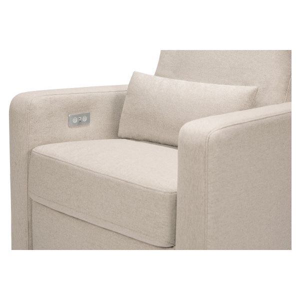 Sigi Glider Recliner w/ Electronic Control and USB - Performance Beach Eco-Weave with Light Wood Base - Kid's Stuff Superstore