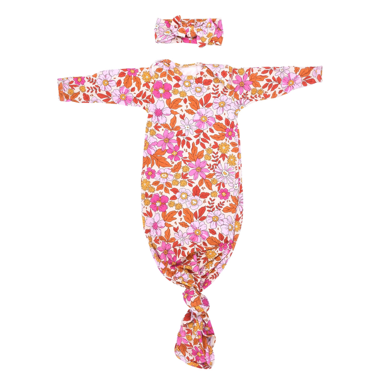 Three Little Tots Knotted Baby Gown + Headband Bow - Kid's Stuff Superstore