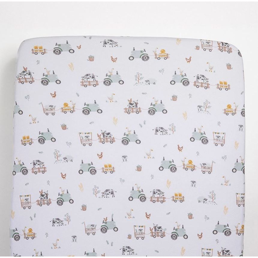 Cotton Jersey Fitted Sheet - Tractor Ride - Kid's Stuff Superstore