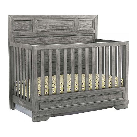 Foundry Flat Top Convertible Crib and Double Dresser | Brushed Pewter - Kid's Stuff Superstore