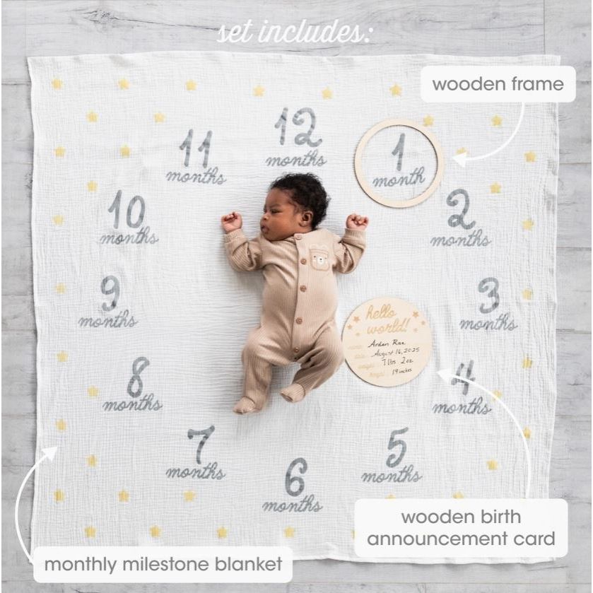 Pearhead Hello World Milestone Blanket & Prop