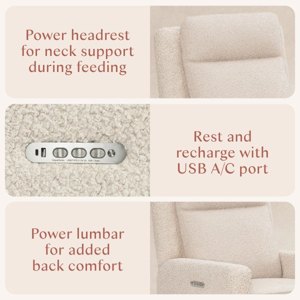 Babyletto Sigi Pro Power Glider Recliner w/ Power Lumbar