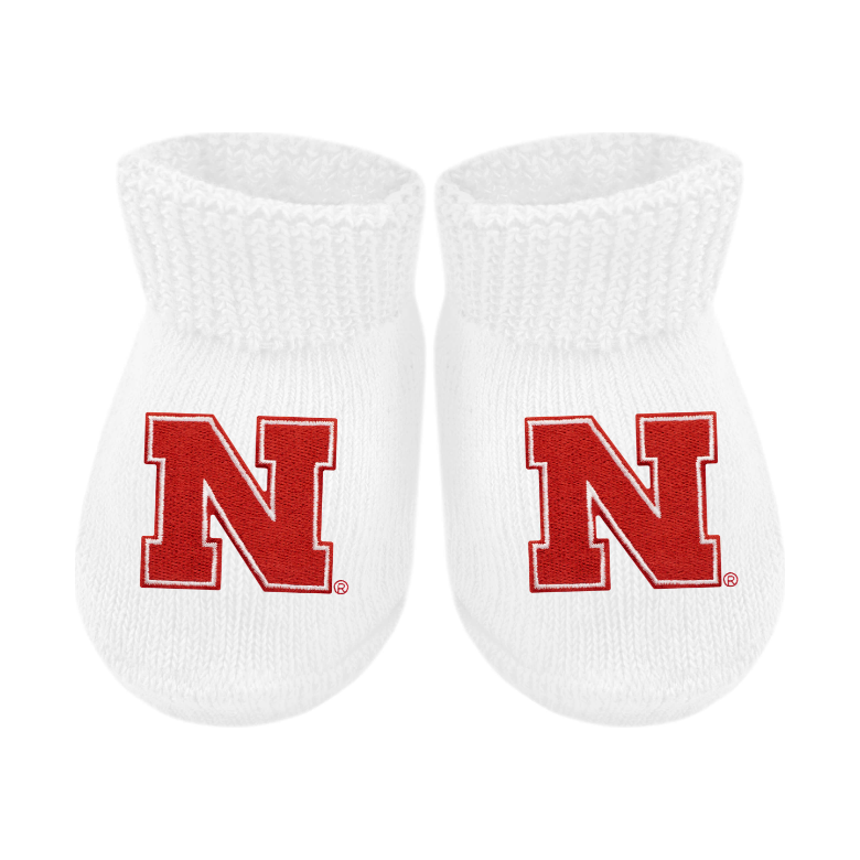 Nebraska Husker Newborn Socks - White - Kid's Stuff Superstore