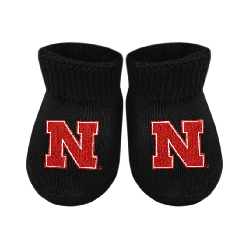 Nebraska Husker Newborn Socks - Black - Kid's Stuff Superstore