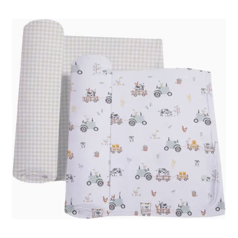 2 PK Jersey Swaddle - Tractor Ride - Kid's Stuff Superstore