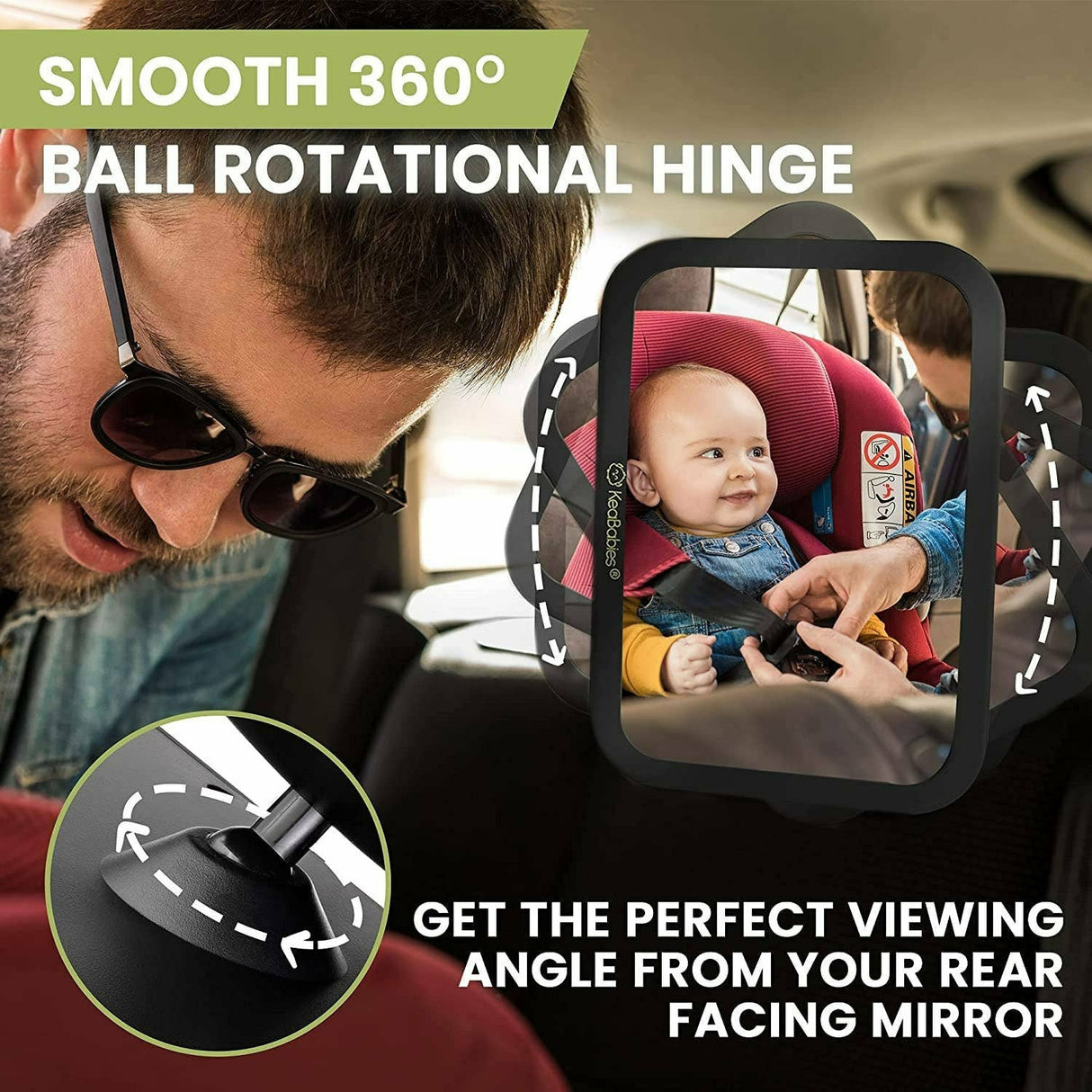 Baby Car Seat Mirror - Large Matte Black - Kid's Stuff Superstore