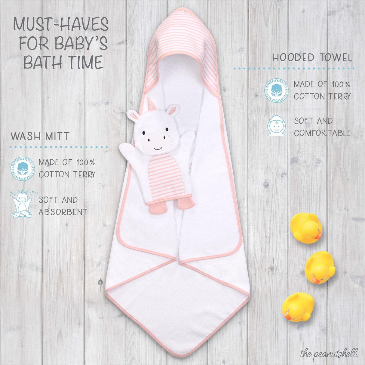 Hooded Towel & Wash Mitt - Unicorn - Kid's Stuff Superstore
