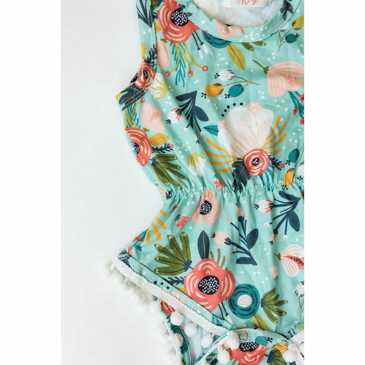 Mila & Rose Pom Pom Romper - Mint Peony - Kid's Stuff Superstore