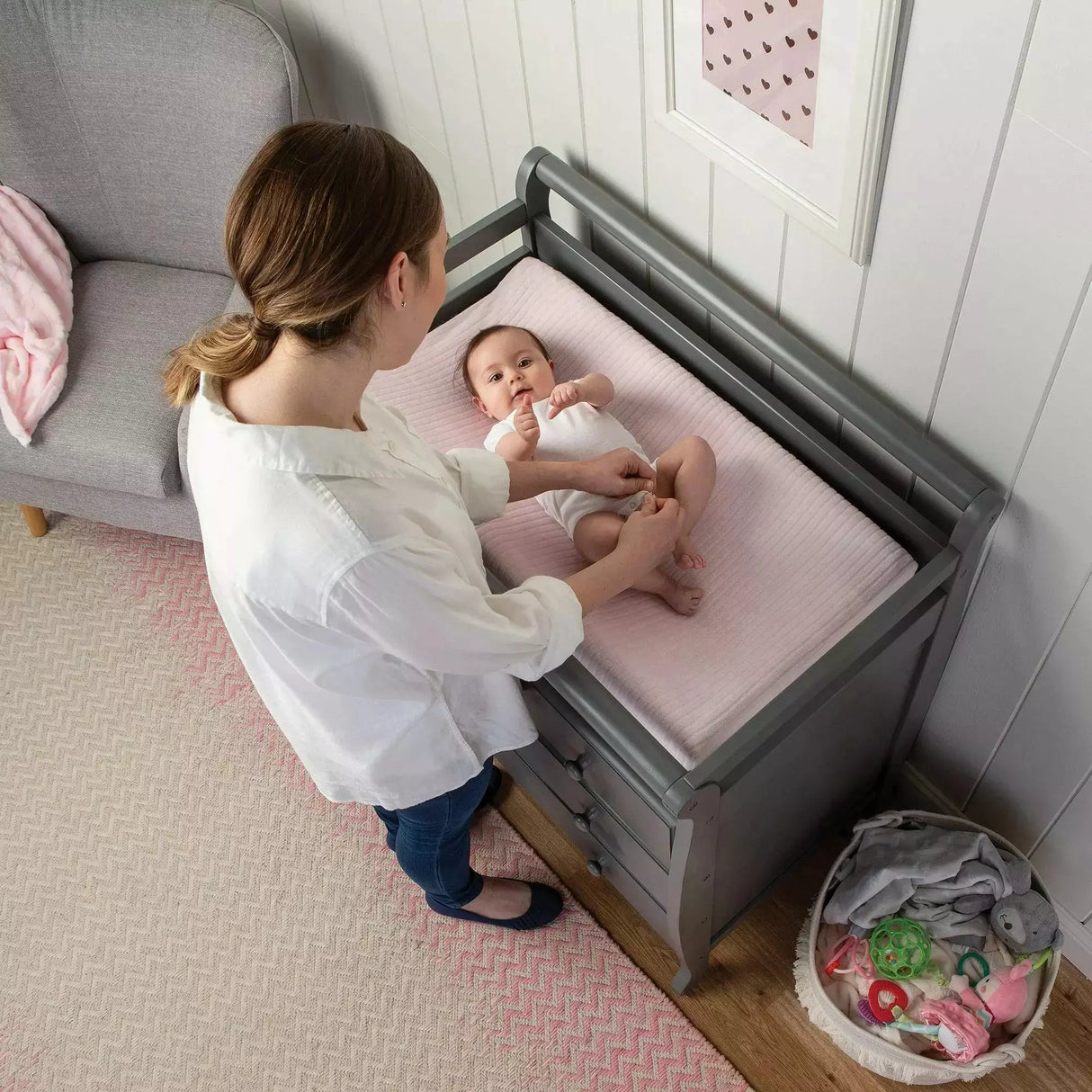 Boppy Changing Pad Cover - Pink Ribbed Minky - Kid's Stuff Superstore