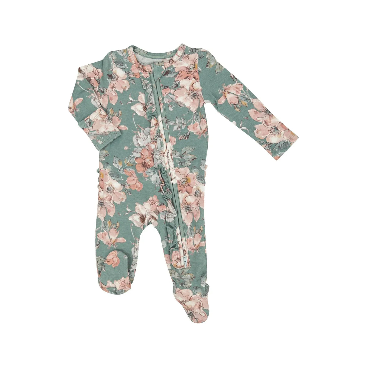 Angel Dear Bamboo Zipper Footie - Woodrose Green - Kid's Stuff Superstore
