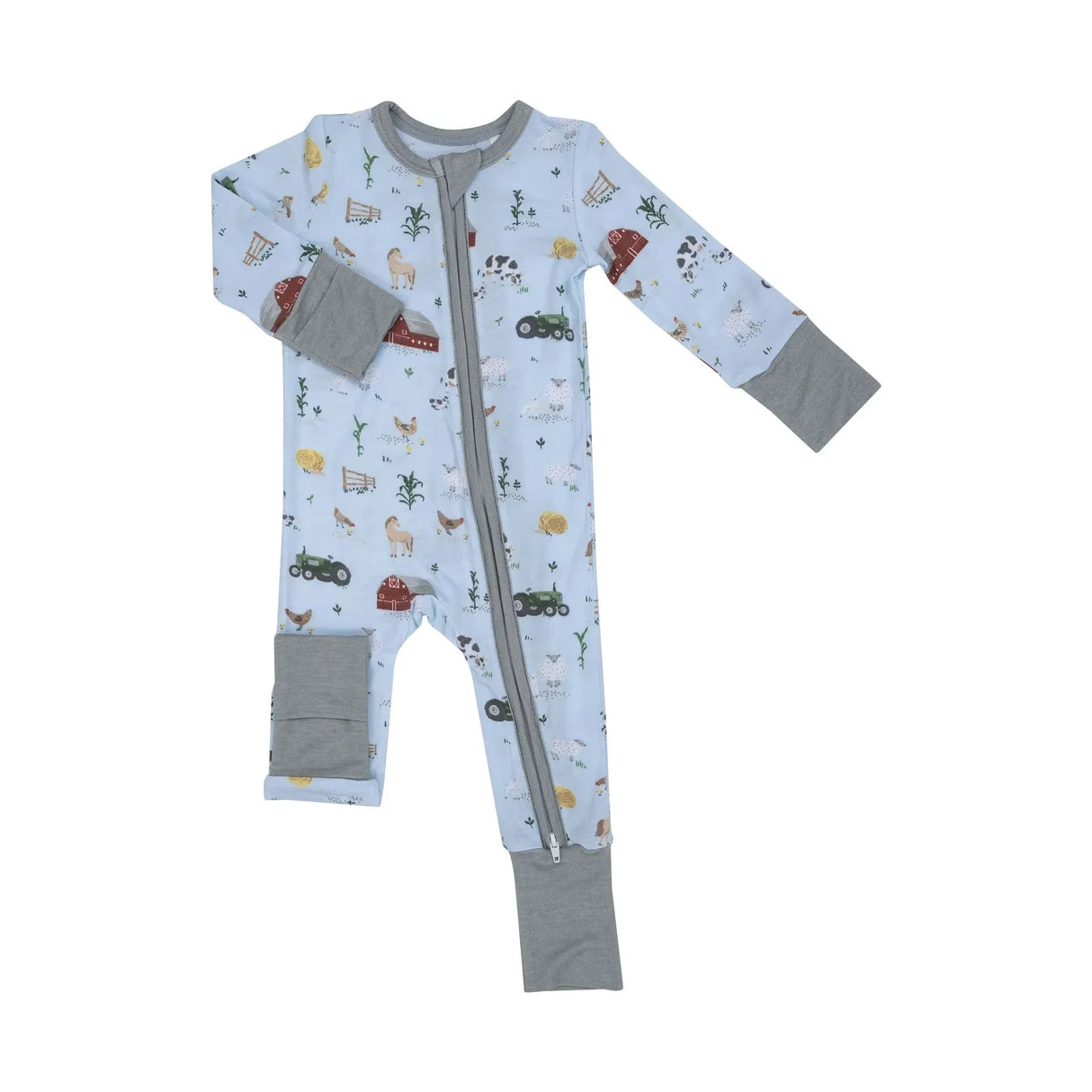 Angel Dear Bamboo Romper - Big Red Barn Blue - Kid's Stuff Superstore