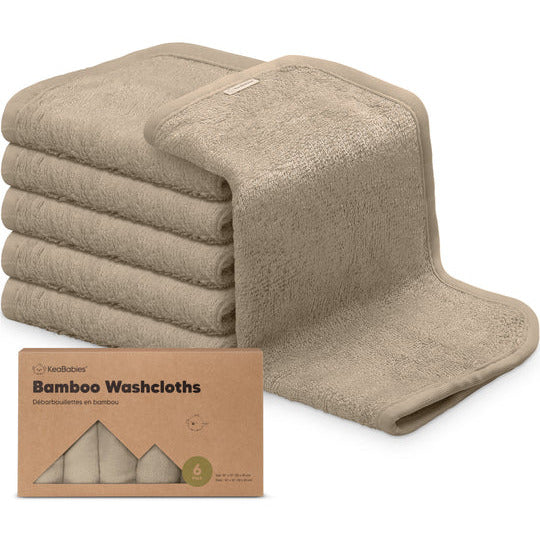 KeaBabies Deluxe Bamboo Washcloths - Grey - Kid's Stuff Superstore