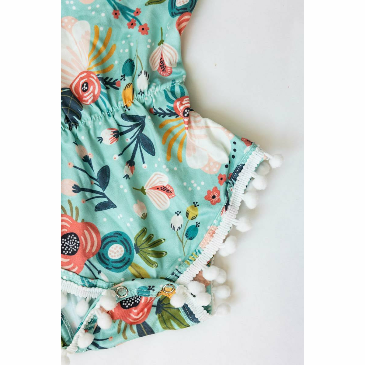 Mila & Rose Pom Pom Romper - Mint Peony - Kid's Stuff Superstore