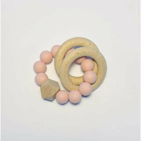 Silicone + Beechwood Teether - 2 Ring - Kid's Stuff Superstore