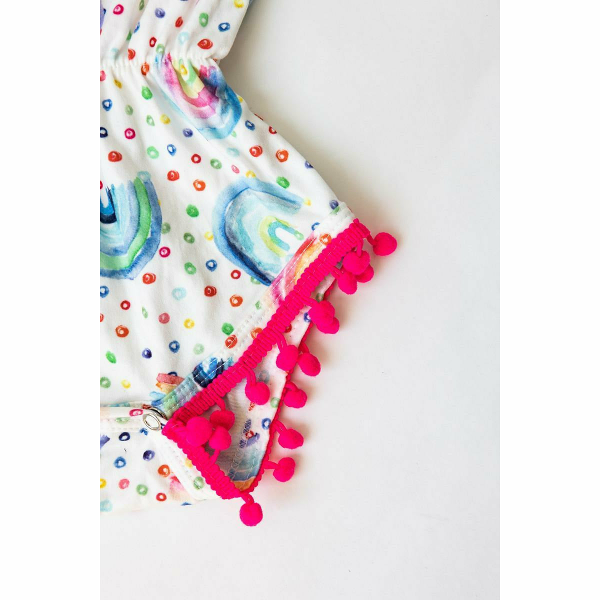 Mila & Rose Pom Pom Romper - Rainbow Dot - Kid's Stuff Superstore