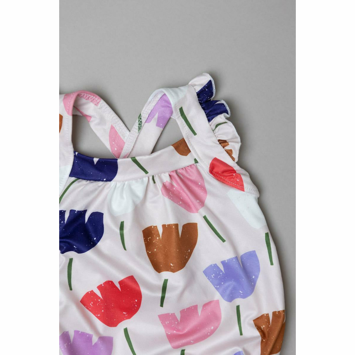 Mila & Rose Ruffle Strappy Romper - Tulip Garden - Kid's Stuff Superstore