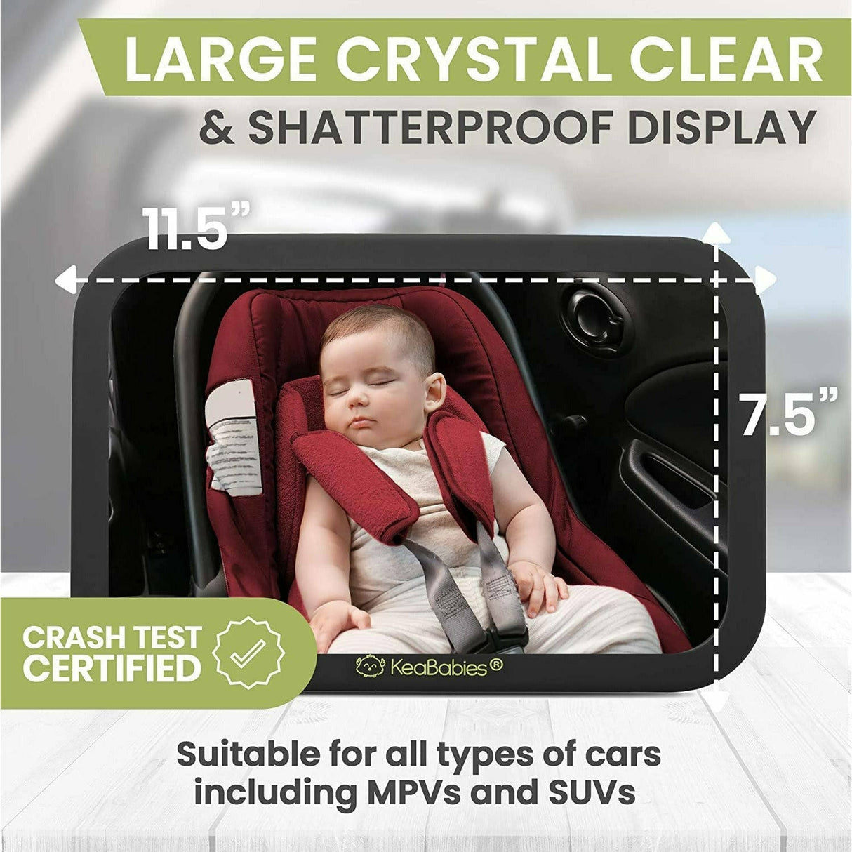 Baby Car Seat Mirror - Large Matte Black - Kid's Stuff Superstore
