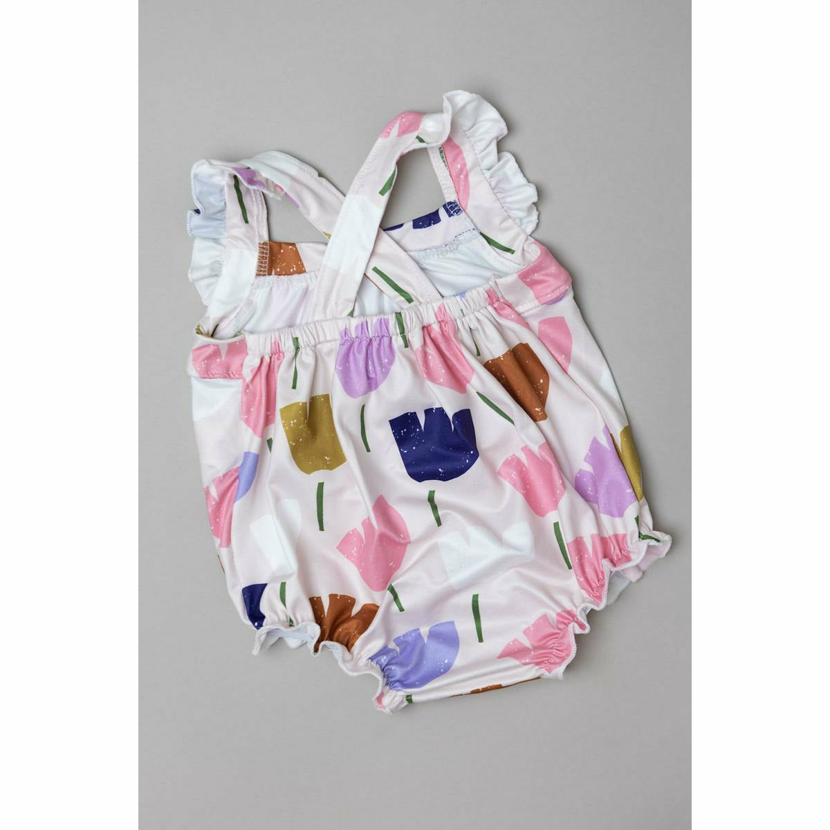 Mila & Rose Ruffle Strappy Romper - Tulip Garden - Kid's Stuff Superstore