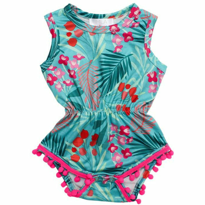 Mila & Rose Pom Pom Romper - Totally Tropical - Kid's Stuff Superstore