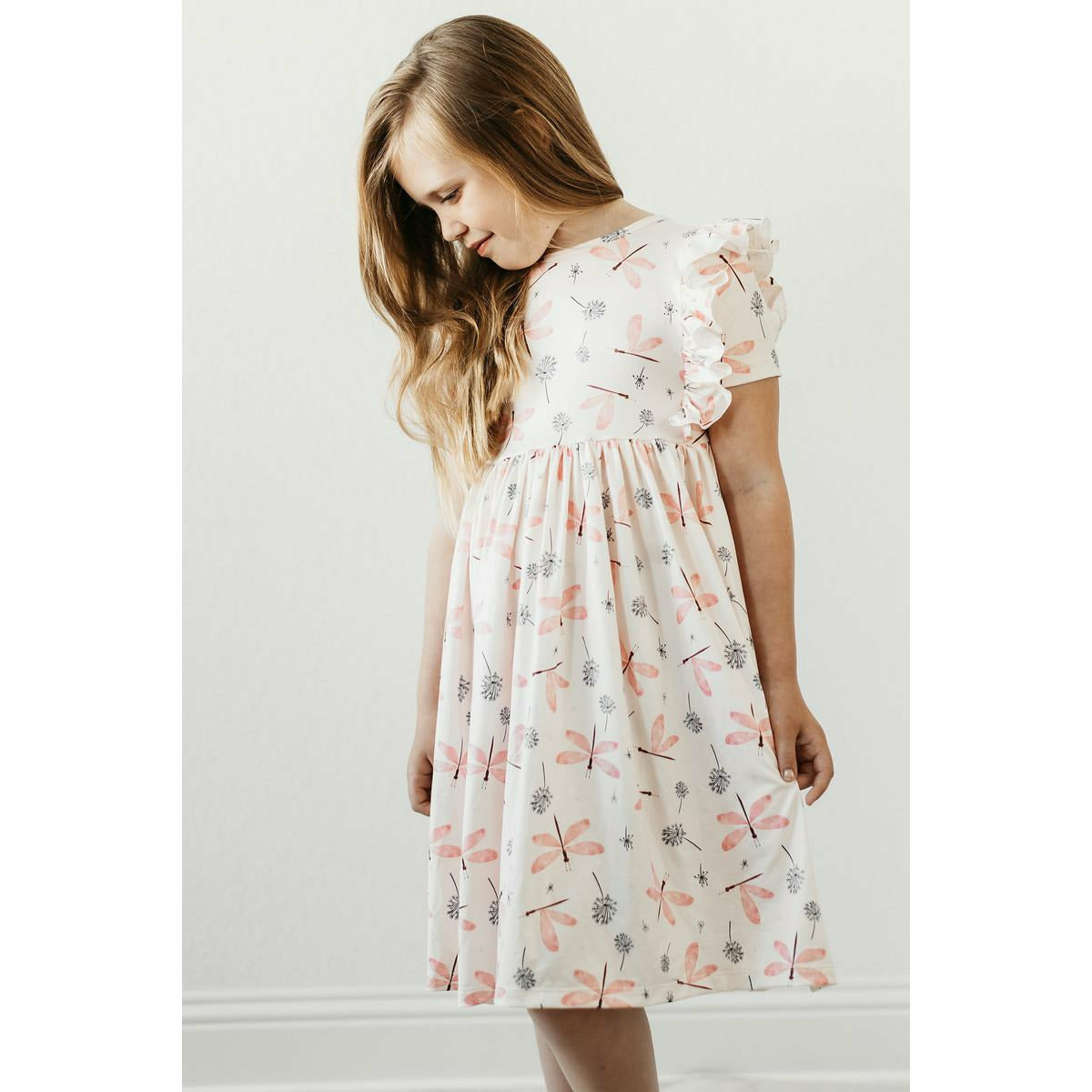 Mila & Rose Short Sleeve Ruffled Twirl Dress - Dragonfly Dreams - Kid's Stuff Superstore