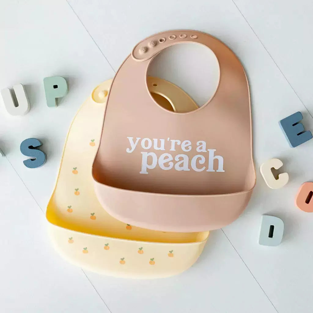Pearhead Silicone Baby Bib Set - You're a Peach - Kid's Stuff Superstore