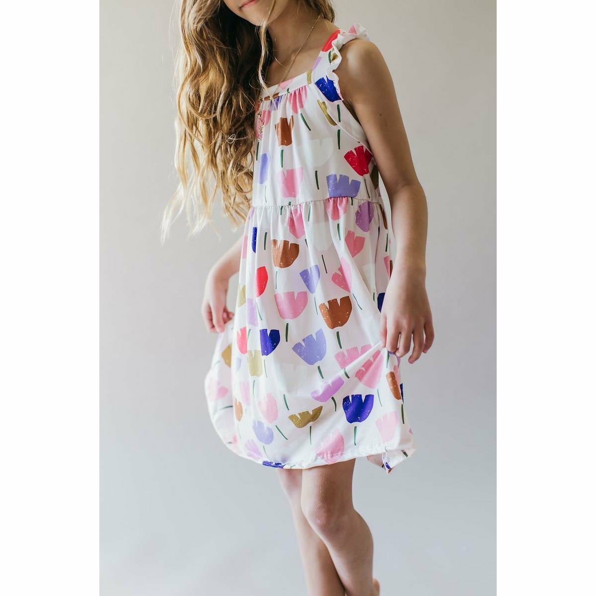 Mila & Rose Ruffle Strappy Dress - Tulip Garden - Kid's Stuff Superstore