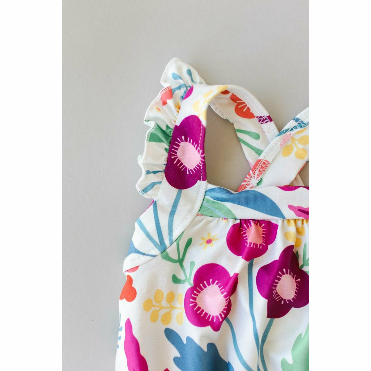 Mila & Rose Ruffle Strappy Romper - Mountain Blooms - Kid's Stuff Superstore