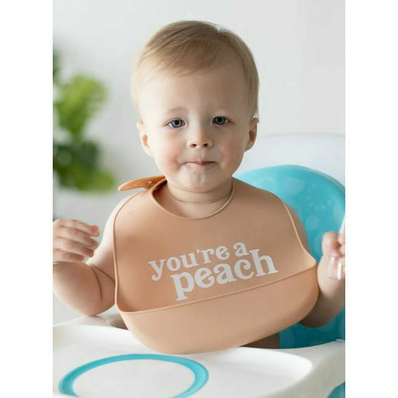 Pearhead Silicone Baby Bib Set - You're a Peach - Kid's Stuff Superstore