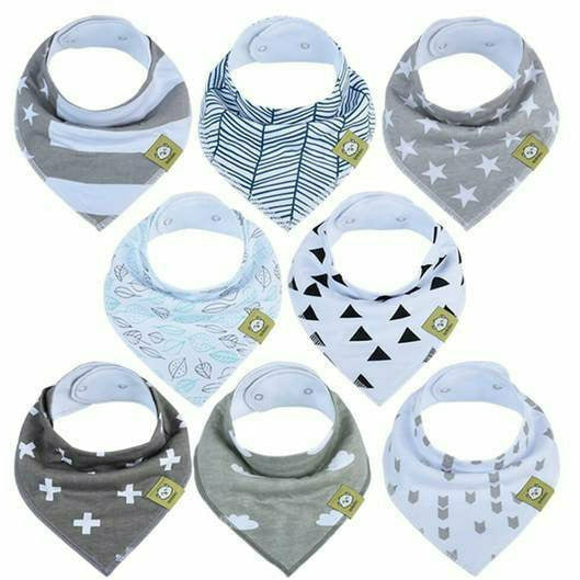 8-Pack Bandana Bibs- Grayscape - Kid's Stuff Superstore