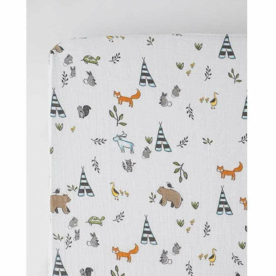 Little Unicorn Muslin Crib Sheet - Fox Friends - Kid's Stuff Superstore