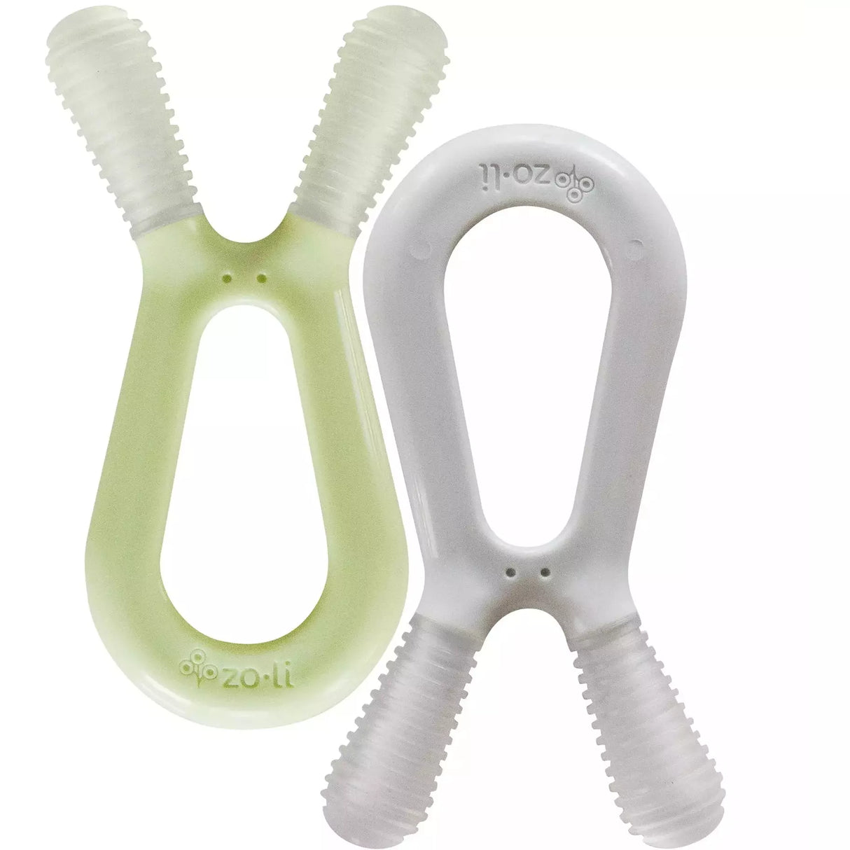 Zoli Bunny Teethers - Sage Green & Ash Grey - Kid's Stuff Superstore