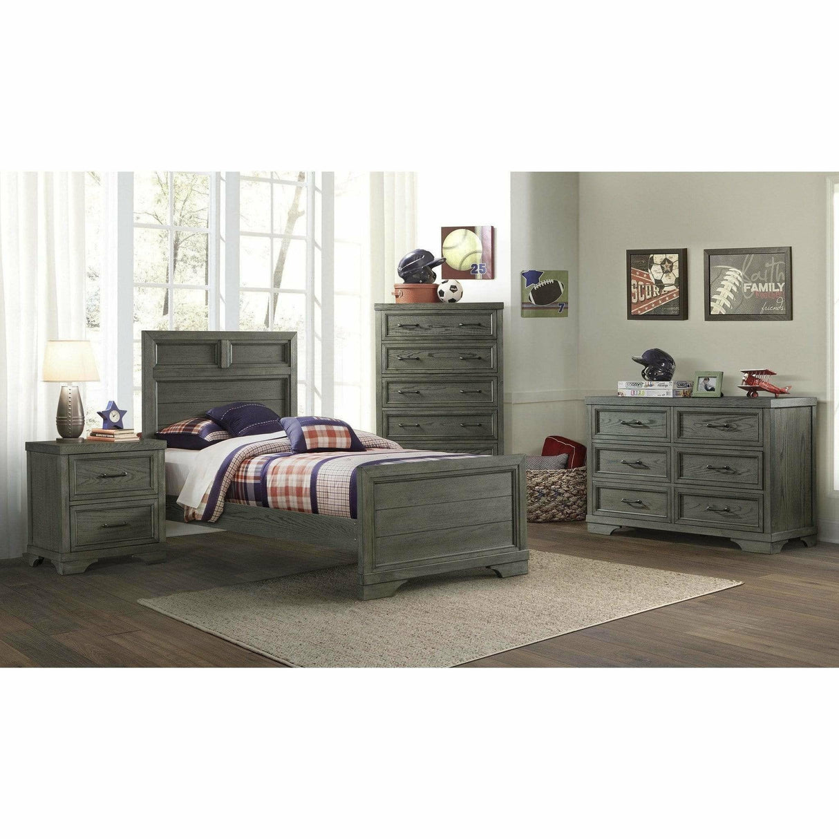 Foundry 2 Drawer Nightstand - Brushed Pewter - Kid's Stuff Superstore
