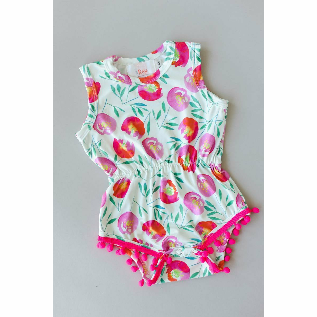 Mila & Rose Pom Pom Romper - Pretty Peonies - Kid's Stuff Superstore