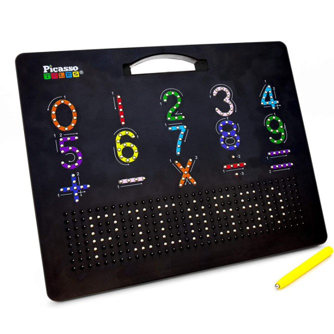 PicassoTiles 2-in-1 Double Sided Magnetic Drawing Board ABC A-Z Letter, Number, and Freestyle Writing Playboard - Kid's Stuff Superstore