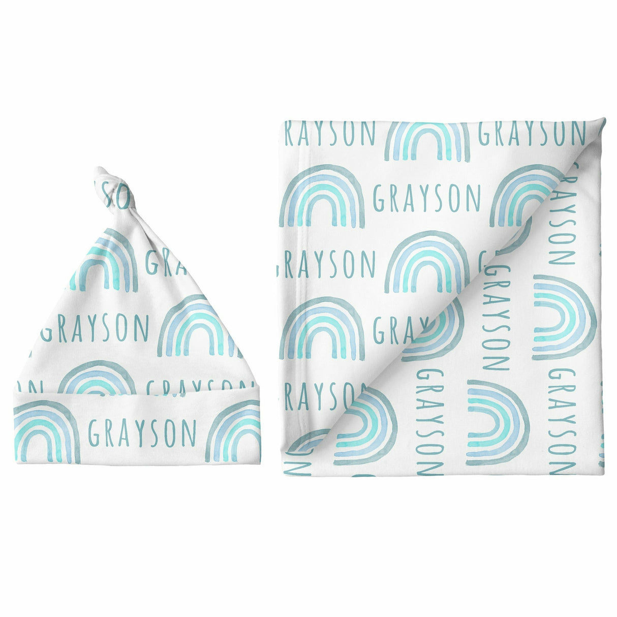 Sugar + Maple Large Blanket & Hat Set - Rainbow Blue - Kid's Stuff Superstore