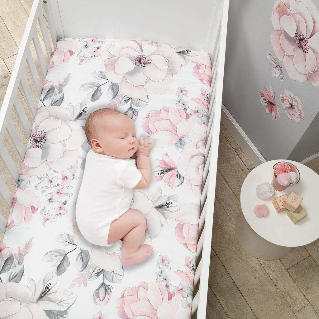 Lambs & Ivy Botanical Baby Crib Sheet - White - Kid's Stuff Superstore