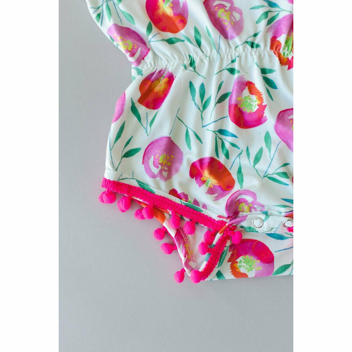 Mila & Rose Pom Pom Romper - Pretty Peonies - Kid's Stuff Superstore