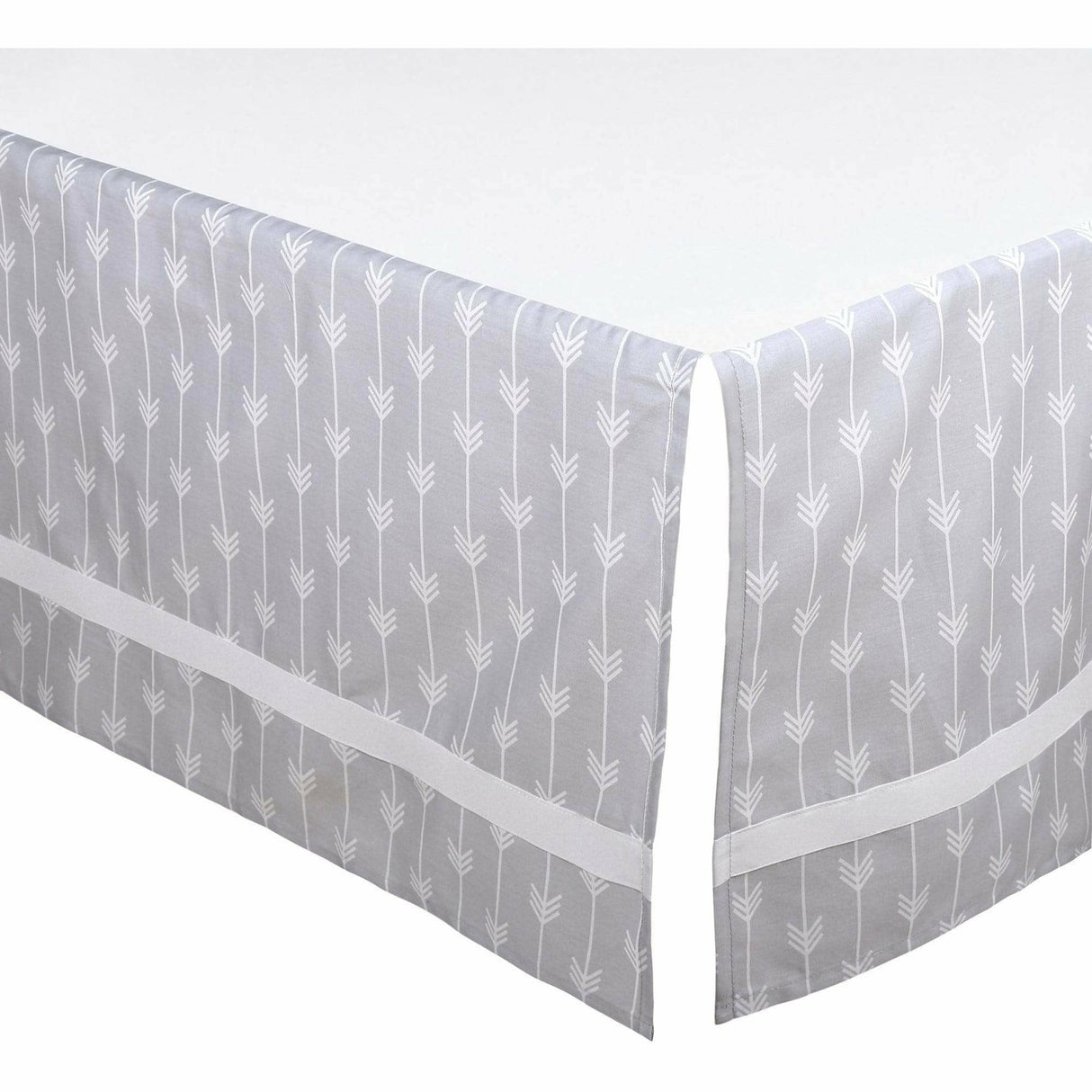 The Peanut Shell Crib Bed Skirt - Gray Arrow - Kid's Stuff Superstore
